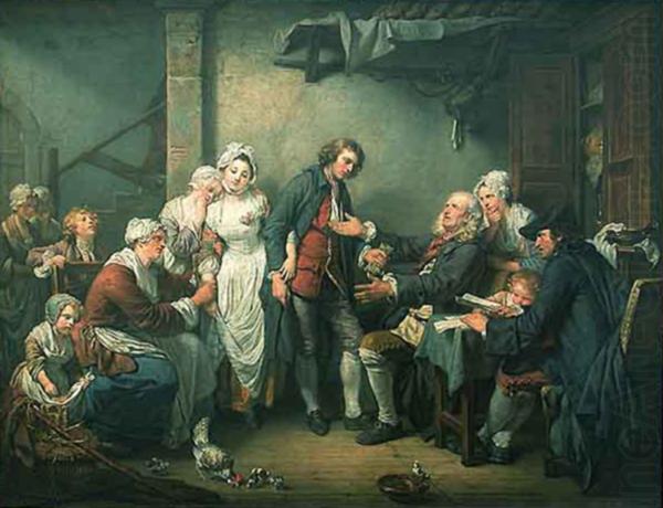 Jean Baptiste Greuze l accordee de village china oil painting image